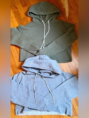 wild fable Olive Green & Light Gray Cropped Hoodies
